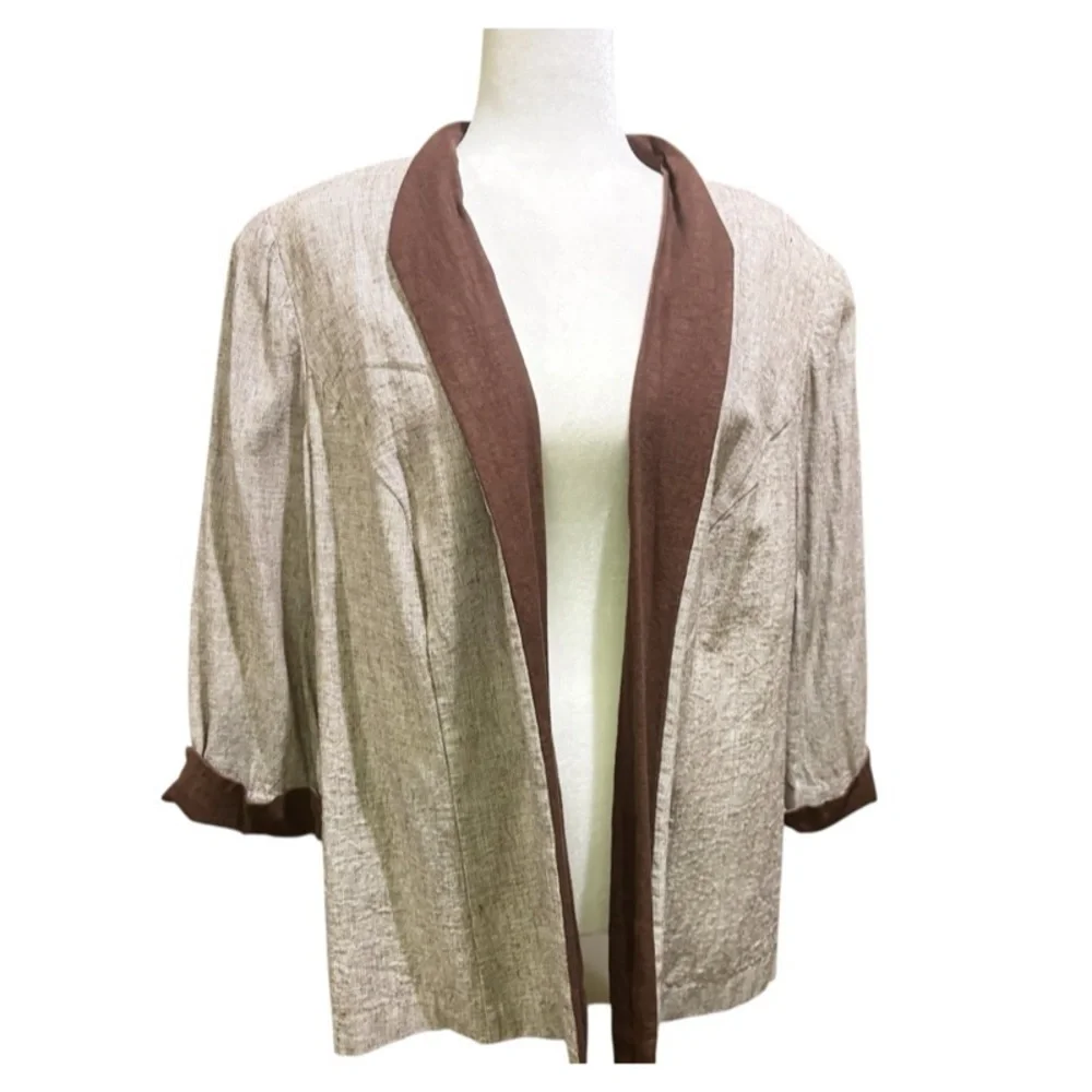 Flash Sale Perceptions Blazer Women's Blazer in Beige & Warm Brown Size 18W